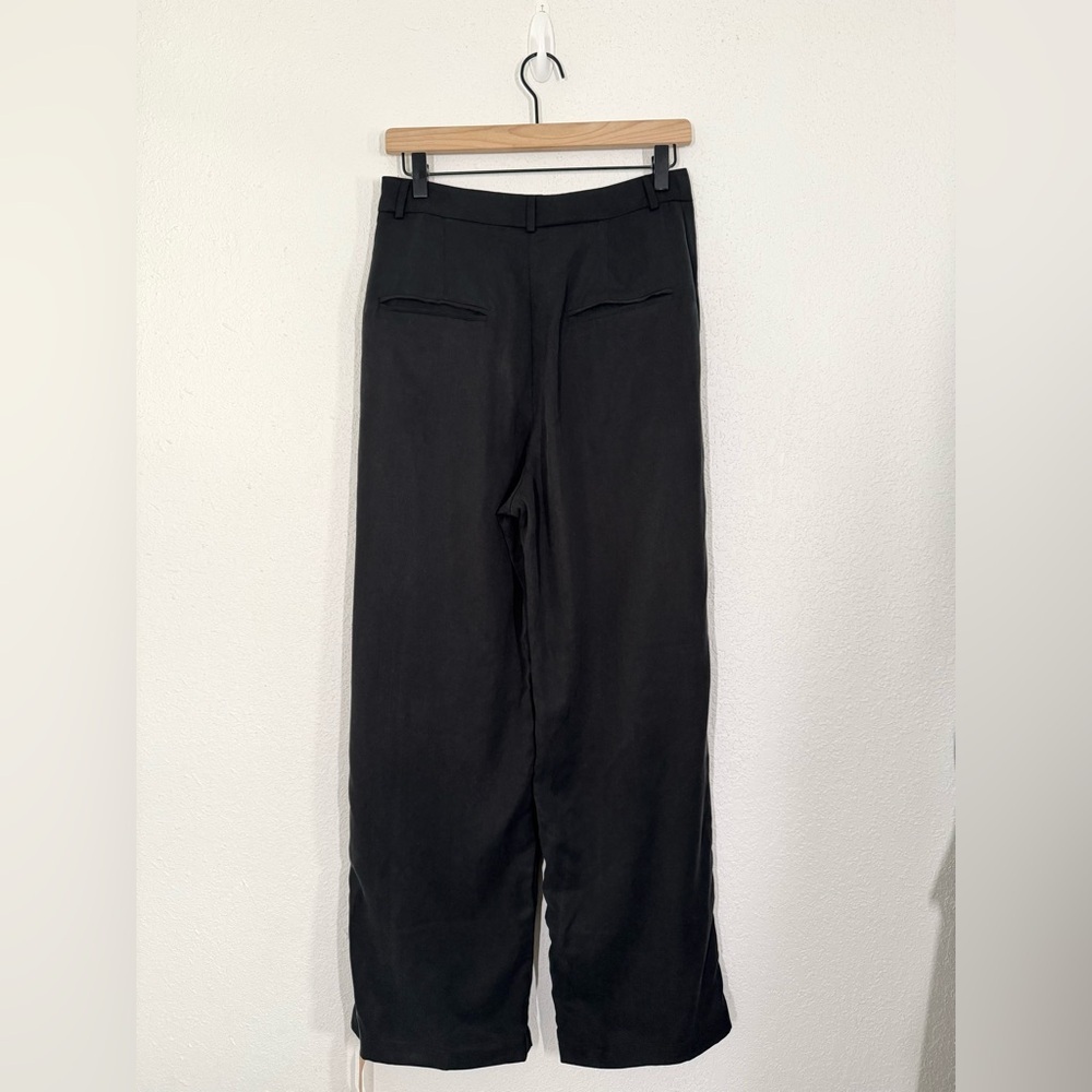 Reformation Mason Cropped Pleated Wide Leg High Rise Trouser Pant Black 6 NEW - Picture 5 of 8